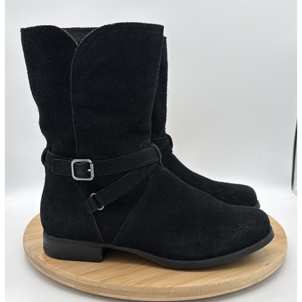 Koolaburra UGG Elista Biker Boots Women 8 Black Suede Moto Western Style 1105841
